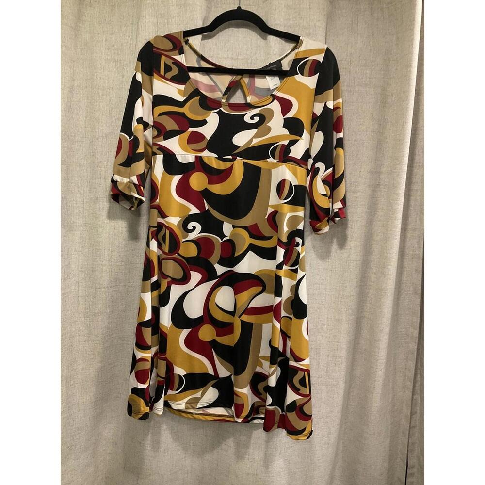 HYPNOTIK Womens Short Sleeve Multi Color Design Dress Size Large
